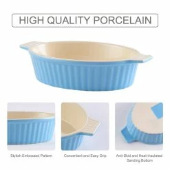 Series Bake Ceramic Oval Baking Dish Oven to Table Baking Dish Set of 2 (9.5 in. /11.25 in.) by MALACASA -Cheap Bakeware Store blue malacasa bakeware sets bake bake 032 a 4f 1000