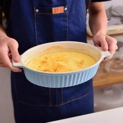 Series Bake Ceramic Oval Baking Dish Oven to Table Baking Dish Set of 2 (9.5 in. /11.25 in.) by MALACASA -Cheap Bakeware Store blue malacasa bakeware sets bake bake 032 a fa 1000