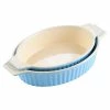 2-Piece Blue Oval Porcelain Bakeware Set 12.75 in. and 14.5 in. Baking Dish by MALACASA