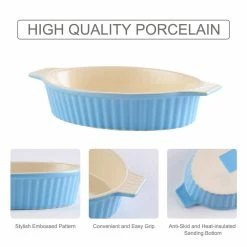2-Piece Blue Oval Porcelain Bakeware Set 12.75 in. and 14.5 in. Baking Dish by MALACASA -Cheap Bakeware Store blue malacasa bakeware sets bake bake 032 b fa 1000