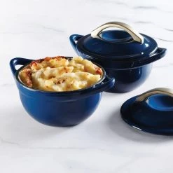 2-Piece 4.7 in. Enameled Cast Iron Mini Casserole Set in Blue by Unbranded 7 2-Piece 4.7 in. Enameled Cast Iron Mini Casserole Set in Blue by Unbranded -Cheap Bakeware Store blue unbranded casserole dishes 985118569m 1f 1000