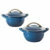 2-Piece 4.7 in. Enameled Cast Iron Mini Casserole Set in Blue by Unbranded