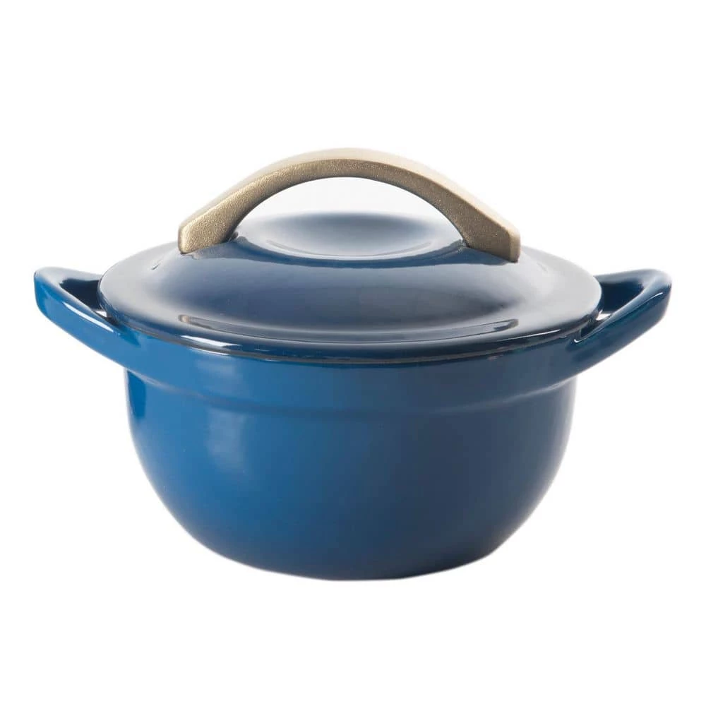2-Piece 4.7 in. Enameled Cast Iron Mini Casserole Set in Blue by Unbranded 2 2-Piece 4.7 in. Enameled Cast Iron Mini Casserole Set in Blue by Unbranded - Image 2