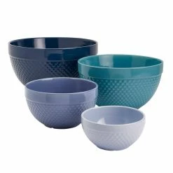 Hobnail 4PC Blues Mixing Bowl Set by Tabletops Gallery