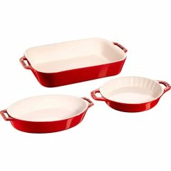 3-Piece Ceramic Casserole Dish Set in Cherry by staub