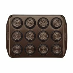 12-Cup Chocolate Brown Non-Stick Bakeware Muffin Pan by Circulon -Cheap Bakeware Store chocolate circulon cupcake pans muffin pans 46014 1d 1000