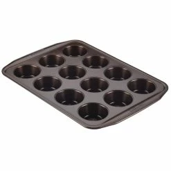 12-Cup Chocolate Brown Non-Stick Bakeware Muffin Pan by Circulon