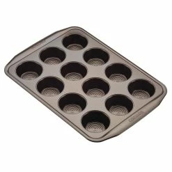 12-Cup Chocolate Brown Non-Stick Bakeware Muffin Pan by Circulon -Cheap Bakeware Store chocolate circulon cupcake pans muffin pans 46014 c3 1000