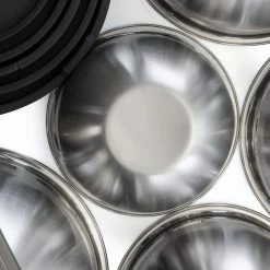 5-Piece Stainless Steel Silver Mixing Bowl Set with Lids by MegaChef -Cheap Bakeware Store chrome megachef mixing bowls 985111722m 1f 1000