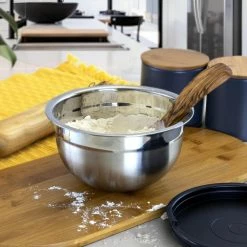 5-Piece Stainless Steel Silver Mixing Bowl Set with Lids by MegaChef -Cheap Bakeware Store chrome megachef mixing bowls 985111722m 31 1000