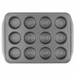 12-Cup Gray Nonstick Bakeware Muffin Pan by Circulon -Cheap Bakeware Store circulon baking sheets 47482 c3 1000
