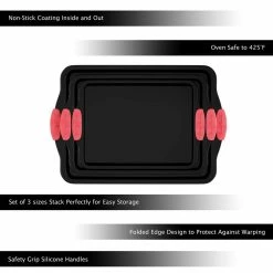 3-Piece Cookie Sheet Set by Classic Cuisine -Cheap Bakeware Store classic cuisine baking sheets hw031088 fa 1000