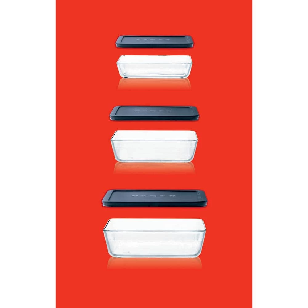 Simply Store 6-Piece Rectangle Glass Storage Set with Blue Lids by Pyrex 8 Simply Store 6-Piece Rectangle Glass Storage Set with Blue Lids by Pyrex - Image 8