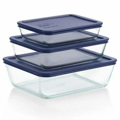 Simply Store 6-Piece Rectangle Glass Storage Set with Blue Lids by Pyrex 10 Simply Store 6-Piece Rectangle Glass Storage Set with Blue Lids by Pyrex -Cheap Bakeware Store clear pyrex bakeware sets 6004023 c3 1000