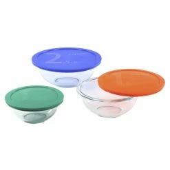 Smart Essentials 6-Piece Glass Mixing Bowl Set with Assorted Colored Lids by Pyrex