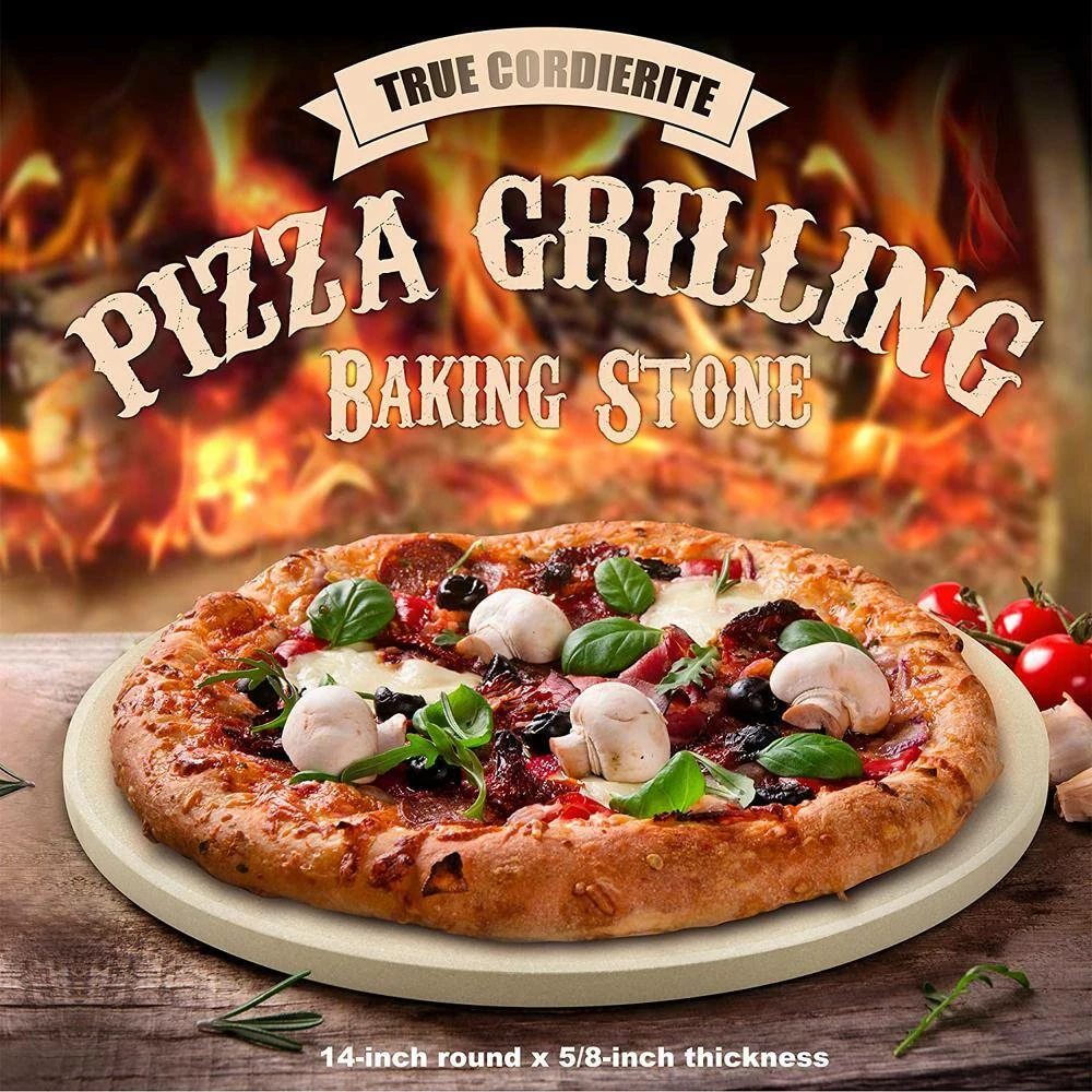 14 in. round x 5/8 in. Cream Pizza Grilling Baking Stone by Cook N Home 2 14 in. round x 5/8 in. Cream Pizza Grilling Baking Stone by Cook N Home - Image 2