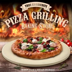 16 in. x 5/8 in. Round Thick Cream Pizza Grilling Baking Stone by Cook N Home -Cheap Bakeware Store cook n home pizza accessories 02662 76 1000