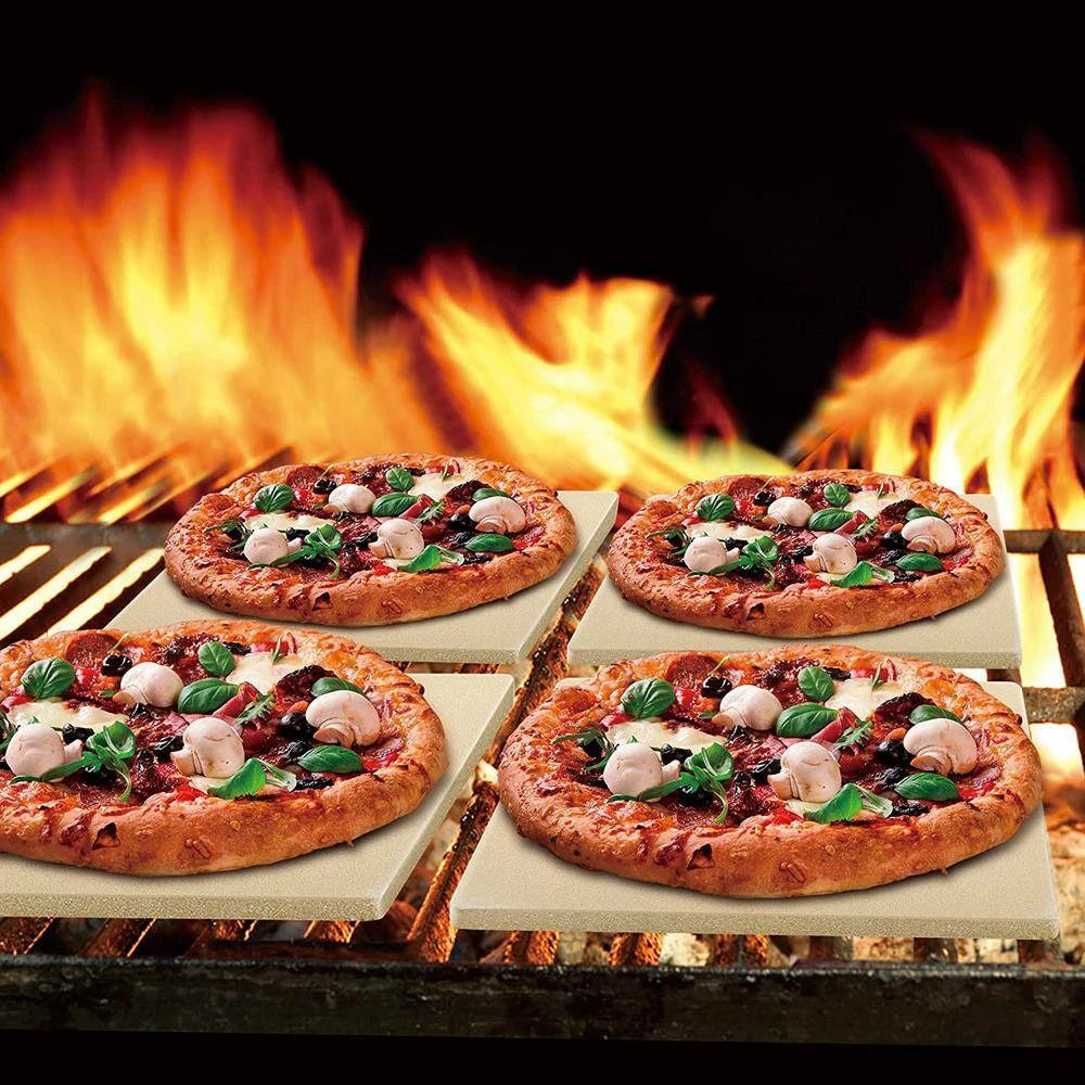 7.5 in. x 7.5 in. x 0.4 in. Square 6-Pieces/Set True Cordierite Pizza Grilling Baking Stone by Cook N Home 3 7.5 in. x 7.5 in. x 0.4 in. Square 6-Pieces/Set True Cordierite Pizza Grilling Baking Stone by Cook N Home - Image 3