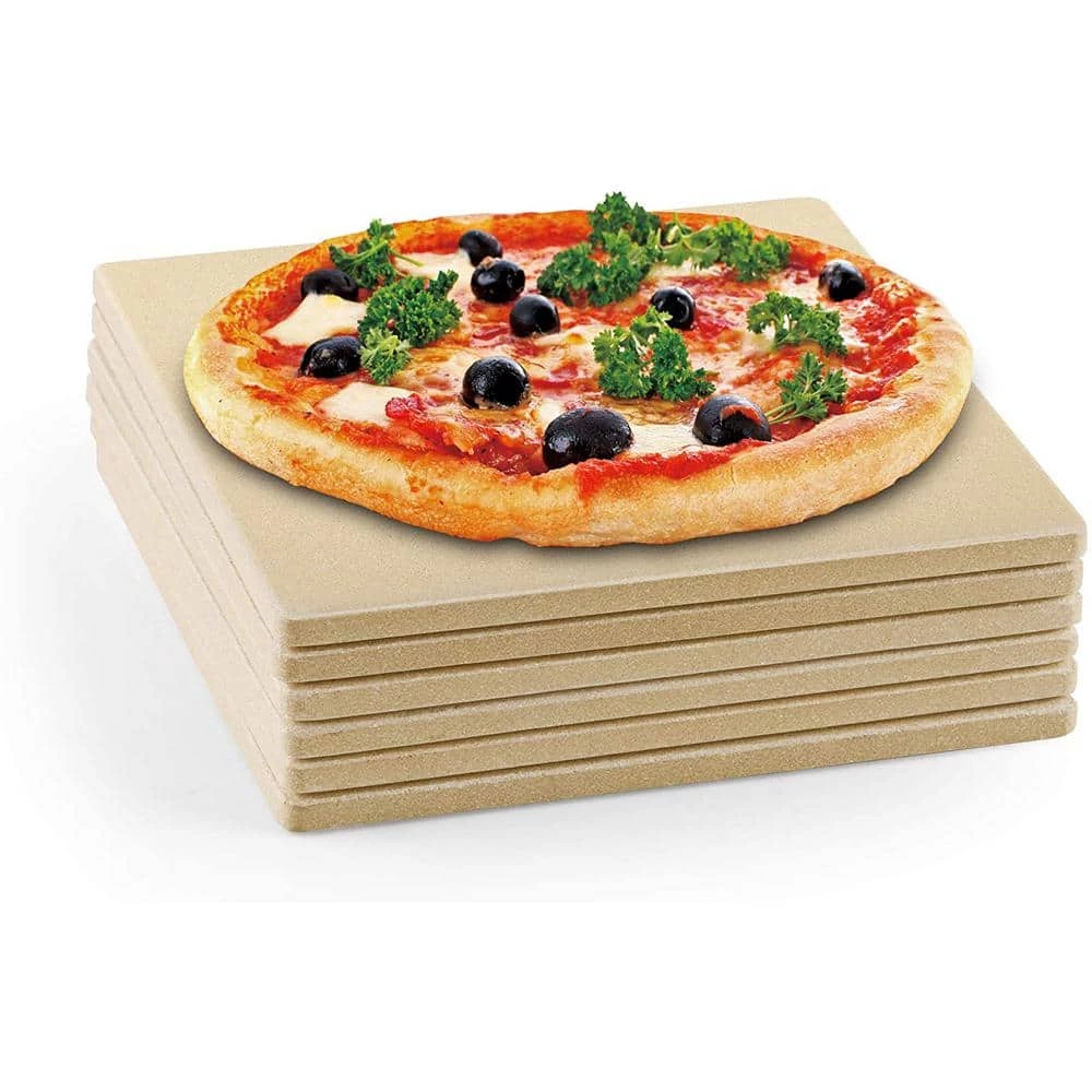 7.5 in. x 7.5 in. x 0.4 in. Square 6-Pieces/Set True Cordierite Pizza Grilling Baking Stone by Cook N Home 2 7.5 in. x 7.5 in. x 0.4 in. Square 6-Pieces/Set True Cordierite Pizza Grilling Baking Stone by Cook N Home - Image 2