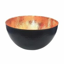 9.5 in. 100% Hammered Copper Mixing Bowl w/ Black Perfect For Everyday Kitchen Use or Metal Decorative Bowl (Set of 3) by Alchemade