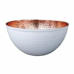 9.5 in. 100% Pure Hammered Copper Mixing Bowl with White - Perfect For Everyday Kitchen Use or Decor by Alchemade