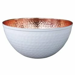 11.5 in. 100% Pure Hammered Copper Mixing Bowl with White - Perfect For Everyday Kitchen Use or Decor by Alchemade