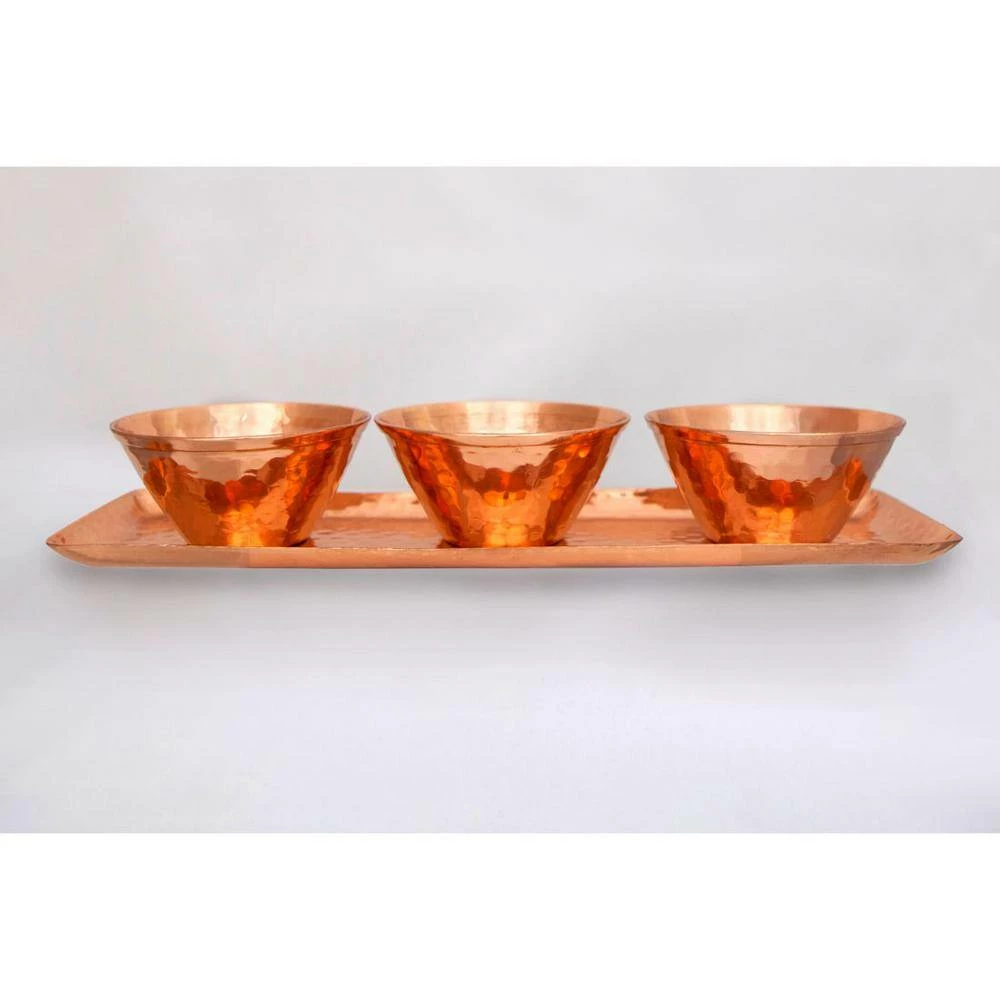 13 in. x 4 in. 100% Pure Copper Tray With 3 Mixing Bowls Set Perfect for Parties, Events And Everyday Use In The Kitchen by Alchemade 2 13 in. x 4 in. 100% Pure Copper Tray With 3 Mixing Bowls Set Perfect for Parties, Events And Everyday Use In The Kitchen by Alchemade - Image 2