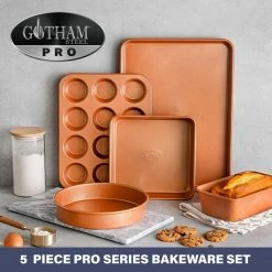 5-Piece Aluminum Ti-Ceramic Nonstick Ultimate Bakeware Set in Copper by Gotham Steel 11 5-Piece Aluminum Ti-Ceramic Nonstick Ultimate Bakeware Set in Copper by Gotham Steel -Cheap Bakeware Store copper gotham steel bakeware sets 1508 fa 1000