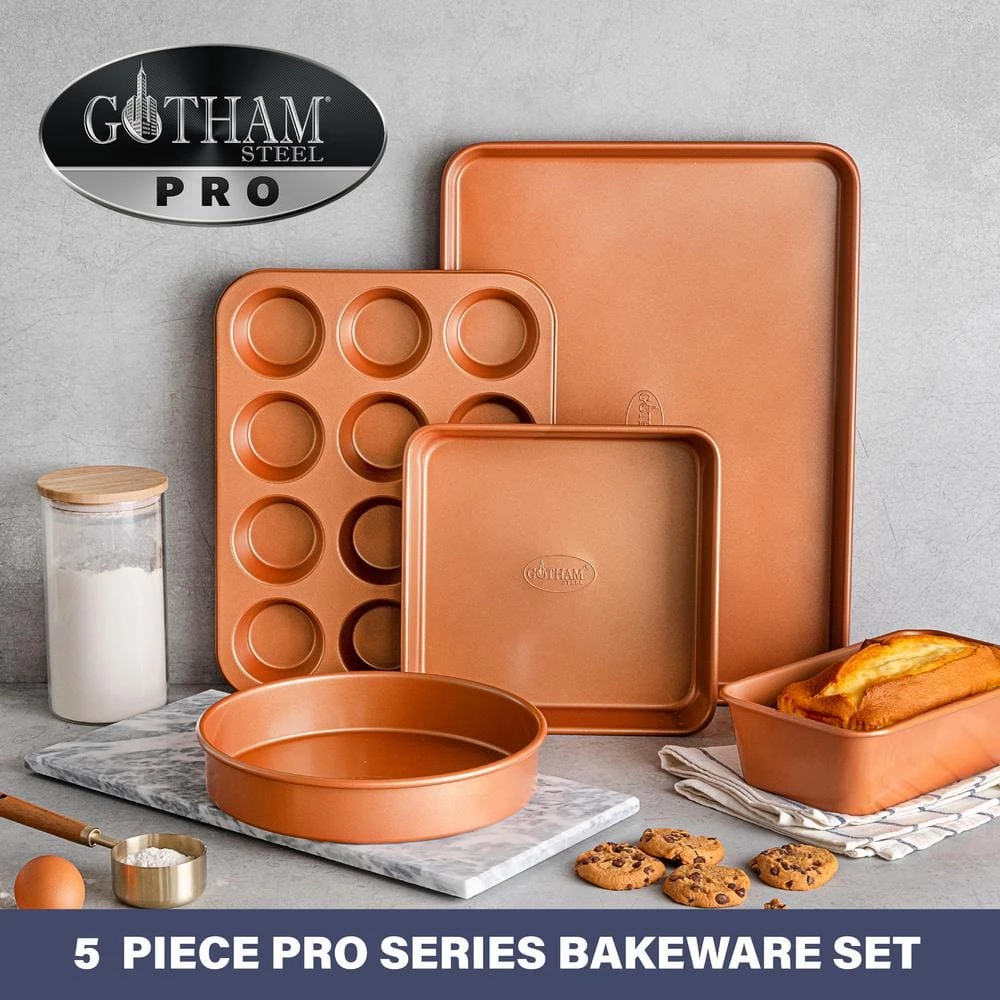 5-Piece Aluminum Ti-Ceramic Nonstick Ultimate Bakeware Set in Copper by Gotham Steel 6 5-Piece Aluminum Ti-Ceramic Nonstick Ultimate Bakeware Set in Copper by Gotham Steel - Image 6