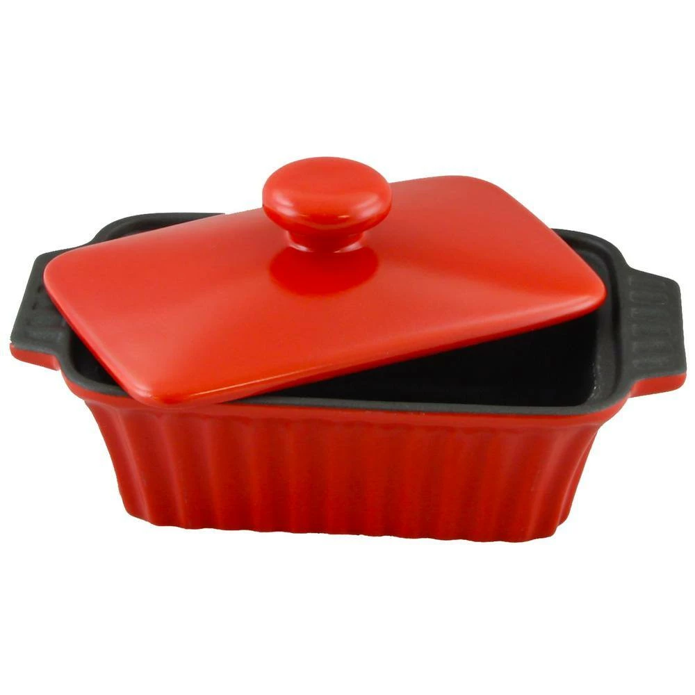 Denhoff Ribbed 8.5 in. Rectangular Stoneware Nonstick Casserole Dish in Red with Lid by Crock-Pot 2 Denhoff Ribbed 8.5 in. Rectangular Stoneware Nonstick Casserole Dish in Red with Lid by Crock-Pot - Image 2
