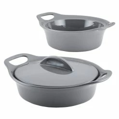 3-Piece Dark Gray Ceramic Bakeware Set by Rachael Ray