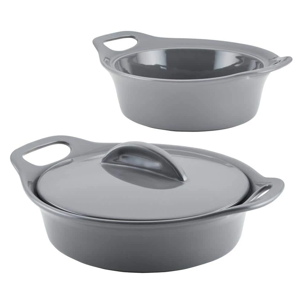 3-Piece Dark Gray Ceramic Bakeware Set by Rachael Ray 1 3-Piece Dark Gray Ceramic Bakeware Set by Rachael Ray