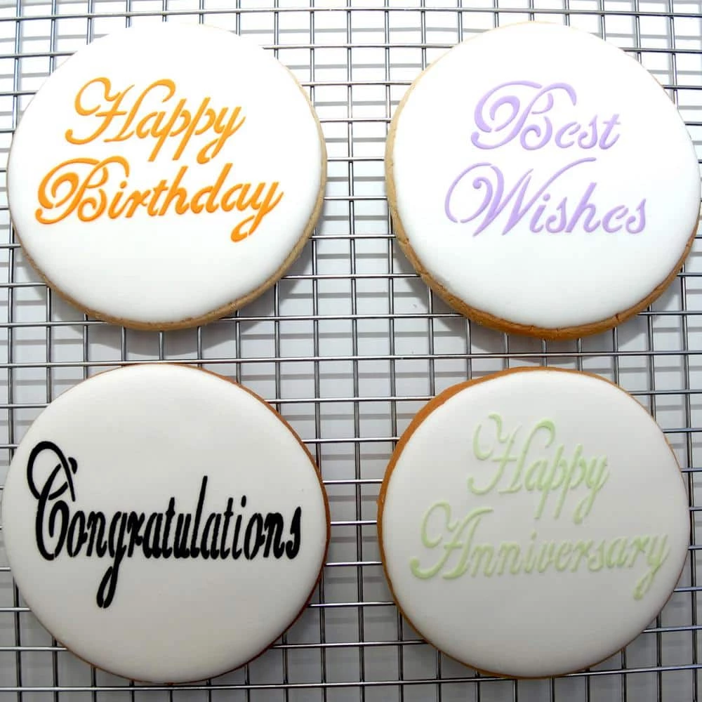 Script Celebration, Thank You Lettering Cookie Stencil Bundle (6 Patterns) by Designer Stencils 3 Script Celebration, Thank You Lettering Cookie Stencil Bundle (6 Patterns) by Designer Stencils - Image 3