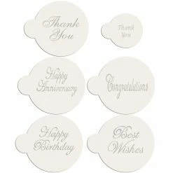 Script Celebration, Thank You Lettering Cookie Stencil Bundle (6 Patterns) by Designer Stencils