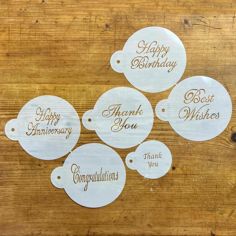 Script Celebration, Thank You Lettering Cookie Stencil Bundle (6 Patterns) by Designer Stencils 2 Script Celebration, Thank You Lettering Cookie Stencil Bundle (6 Patterns) by Designer Stencils - Image 2