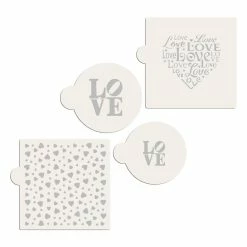 Love and Scattered Hearts Cookie Stencil Bundle (4 Patterns) by Designer Stencils