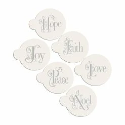 Joy, Noel, Peace, Hope, Faith, Love Lettering Cookie Stencil Bundle (6-Patterns Set) by Designer Stencils