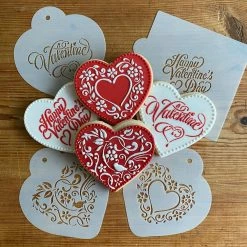 Be My Valentine Heart Cookie Stencil Bundle (4 Patterns) by Designer Stencils -Cheap Bakeware Store designer stencils cake decorating supplies c878 cm049 b 44 1000