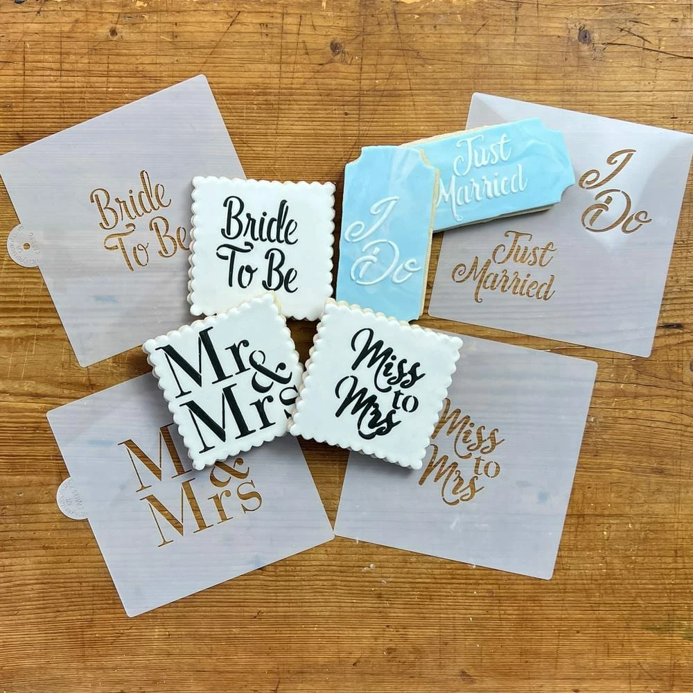Mr and Mrs, Bride To Be, Miss to Mrs, I Do, Just Married Lettering Cookie Stencil Bundle (5-Patterns Set) by Designer Stencils 3 Mr and Mrs, Bride To Be, Miss to Mrs, I Do, Just Married Lettering Cookie Stencil Bundle (5-Patterns Set) by Designer Stencils - Image 3
