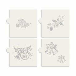Holly, Bells, Dove of Peace, and Joy Cookie Stencil Bundle (5 Patterns) by Designer Stencils