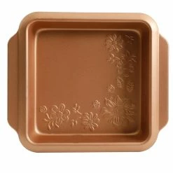 Country Kitchen 8 in. Square Copper Embossed Carbon Steel Bake Pan by Gibson Home