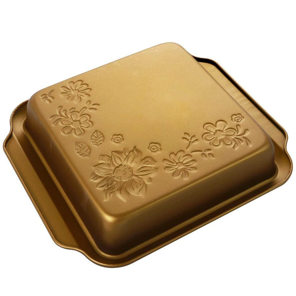 Country Kitchen 8 in. Square Copper Embossed Carbon Steel Bake Pan by Gibson Home 2 Country Kitchen 8 in. Square Copper Embossed Carbon Steel Bake Pan by Gibson Home - Image 2