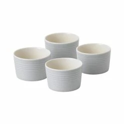 Gordon Ramsay Maze Light Grey 4-Piece Round Stoneware Ramekin Set by Royal Doulton Exclusively for Gordon Ramsay