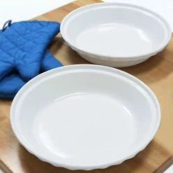 Deep 9.5 in. Glossy White Round Ceramic Pie Dish (2-Pack) by Chantal -Cheap Bakeware Store glossy white chantal pie plates 93 pdd24 2 wt 44 1000