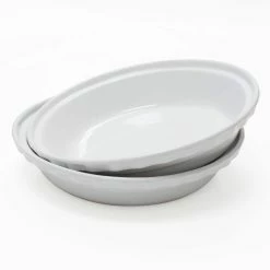 Deep 9.5 in. Glossy White Round Ceramic Pie Dish (2-Pack) by Chantal