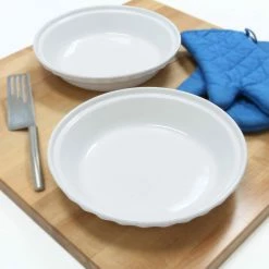 Deep 9.5 in. Glossy White Round Ceramic Pie Dish (2-Pack) by Chantal -Cheap Bakeware Store glossy white chantal pie plates 93 pdd24 2 wt fa 1000