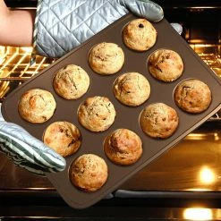 2-Piece Steel Deluxe Non-Stick Cupcake Cookie Baking Sheet Set by NutriChef -Cheap Bakeware Store gold nutrichef bakeware sets nc2trcp3 1f 1000