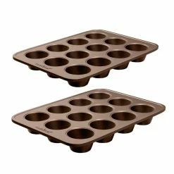 2-Piece Steel Deluxe Non-Stick Cupcake Cookie Baking Sheet Set by NutriChef