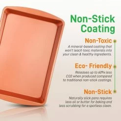 5-Piece Professional Home Kitchen Metal Bake Pan Set Commercial Grade Restaurant Quality, PFOA, PFOS, PTFE Free by NutriChef -Cheap Bakeware Store gold nutrichef bakeware sets nc5pcs 44 1000