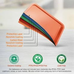 10-Piece Non-Stick Metallic Coating Dishwasher Safe Professional Home Kitchen Bake Pan Set PFOA, PFOS, PTFE Free by NutriChef -Cheap Bakeware Store gold nutrichef bakeware sets ncbscc54 1f 1000